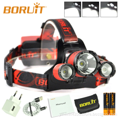 Upgraded Boruit Colorful USB Rechargeable Long Distance Headlamps